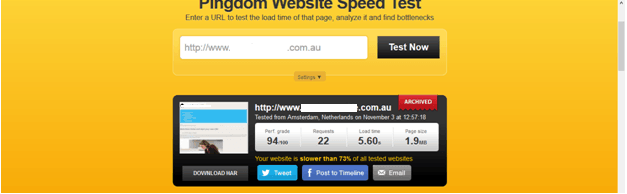 Pingdom Website Speed test 5.60 seconds