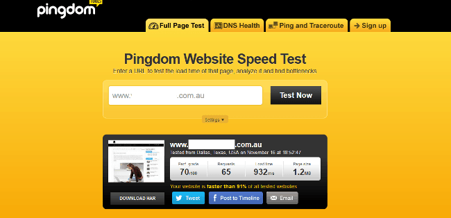 Pingdom Website Speed test 932ms
