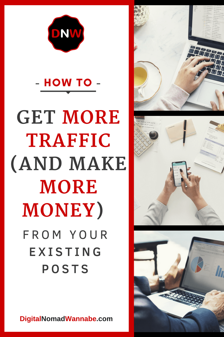 How To Get More Traffic From Your Existing Posts. Everything you need to know about optimising blog posts for more organic search traffic. Save time. Make more money. #SEOTips #MakeMoneyOnline #MakingMoneyFromBlogging