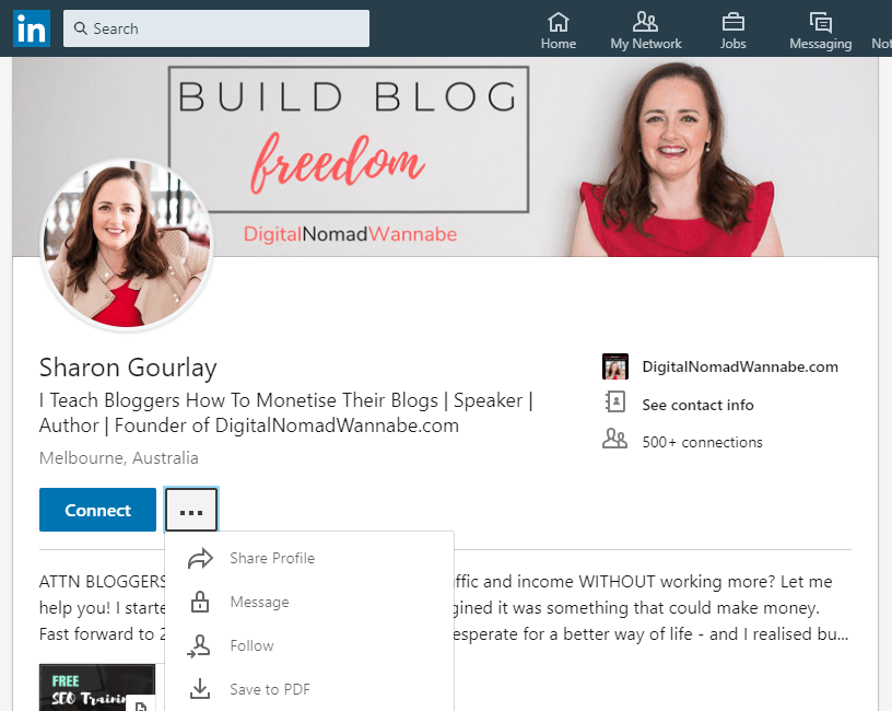 Sharon Gourlay linkedIn profile