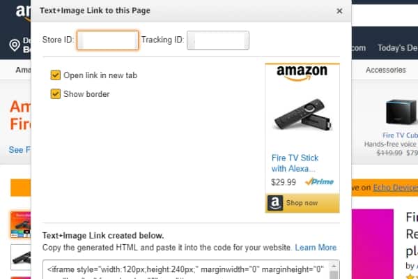 Amazon SiteStripe create a link and image link Amazon Associates