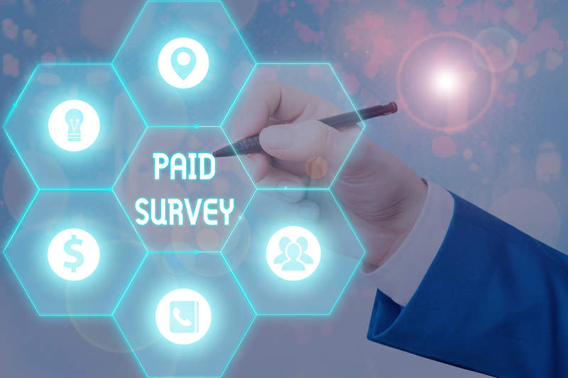 Writing Note Showing Paid Survey. Business Photo Showcasing Stat