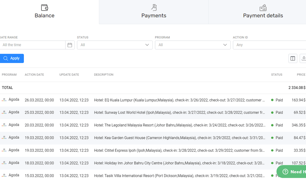 Travelpayouts Payment Area